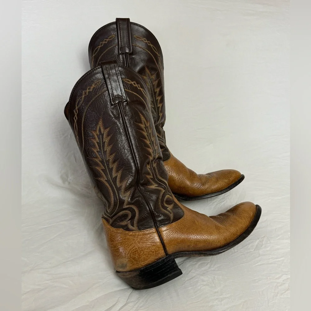 Tony Lama Black Label 6530 Western Cowboy Boots Brown Leather Men's Size 10B